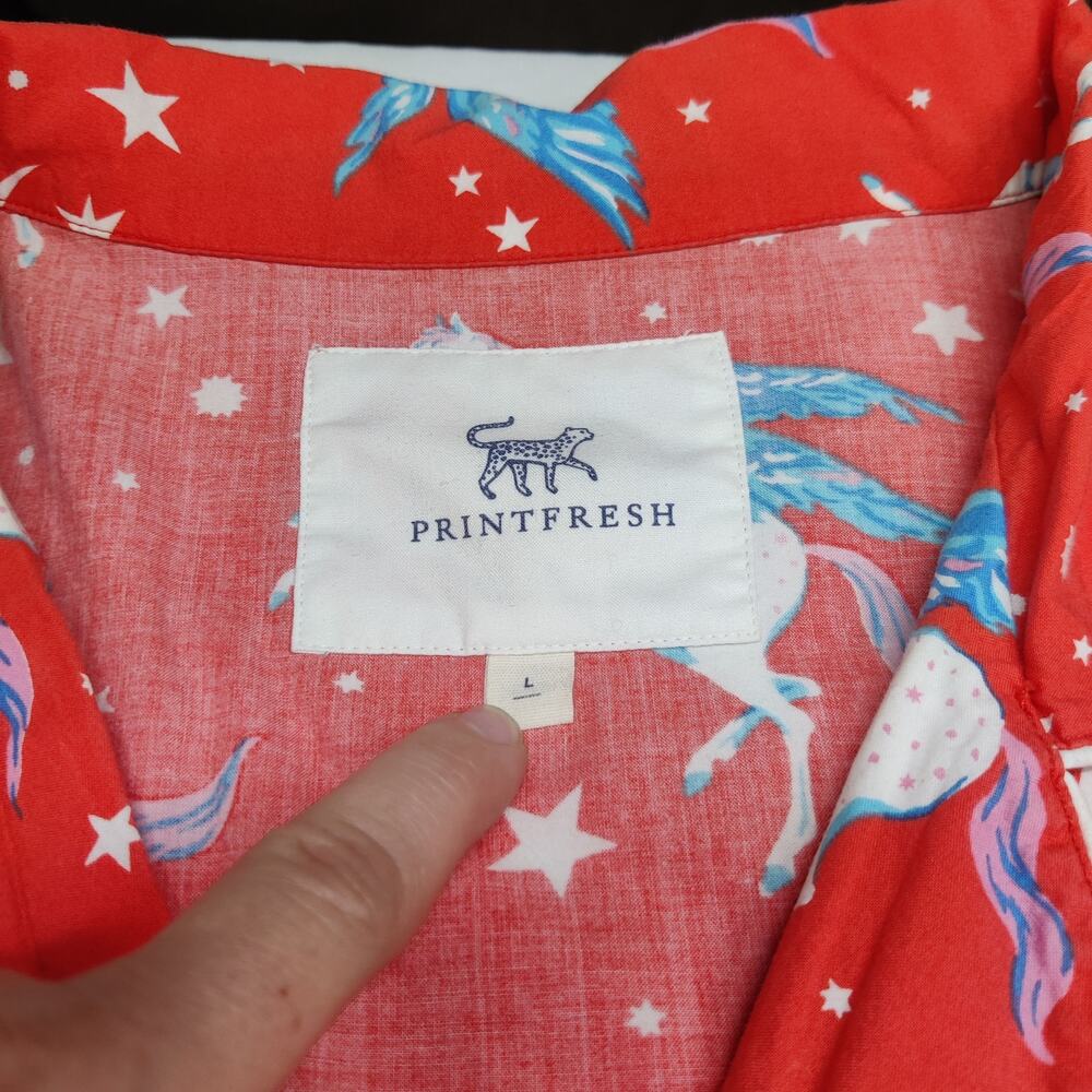 Print Fresh Moon Flight Pegasus Winged Horse Long Sleeve Pajama Set Large Coral - Picture 13 of 16